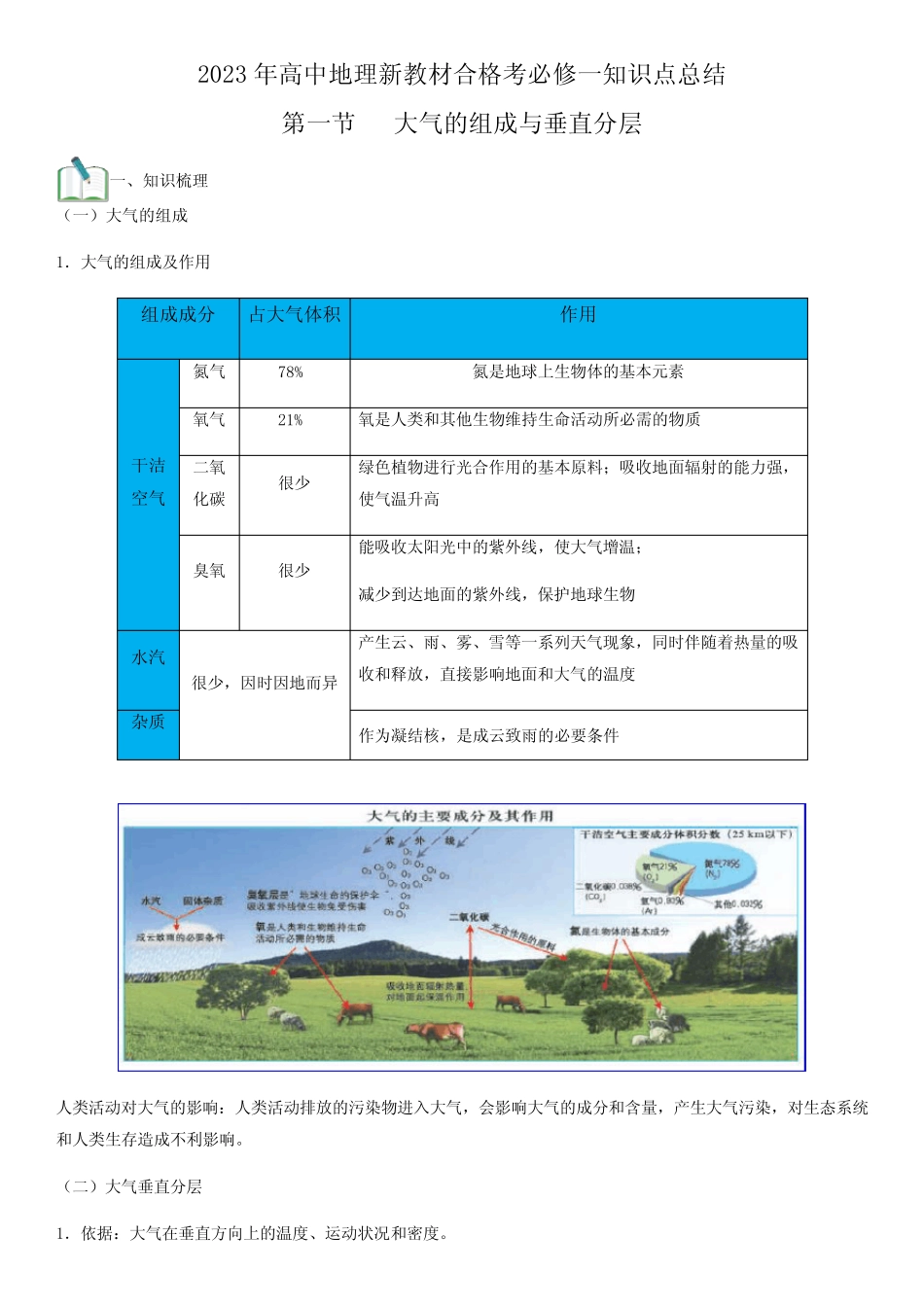 2023年人教版高中地理学业水平合格性考试必备考点归纳 第二单元 地 _第1页
