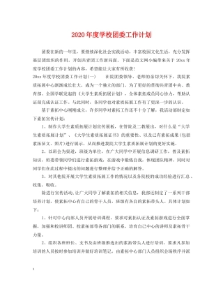 2020年度学校团委工作计划 