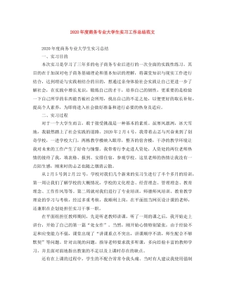 2020年度商务专业大学生实习工作总结范文 