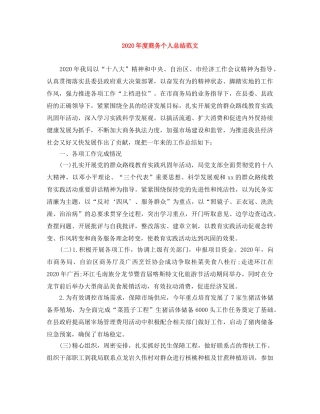 2020年度商务个人总结范文 