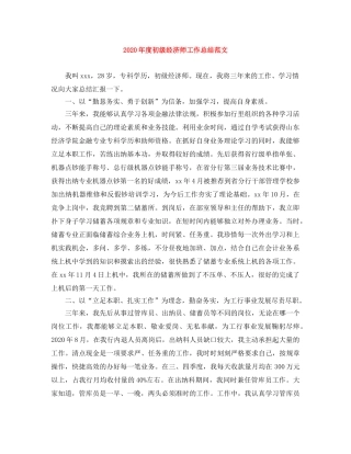 2020年度初级经济师工作总结范文 