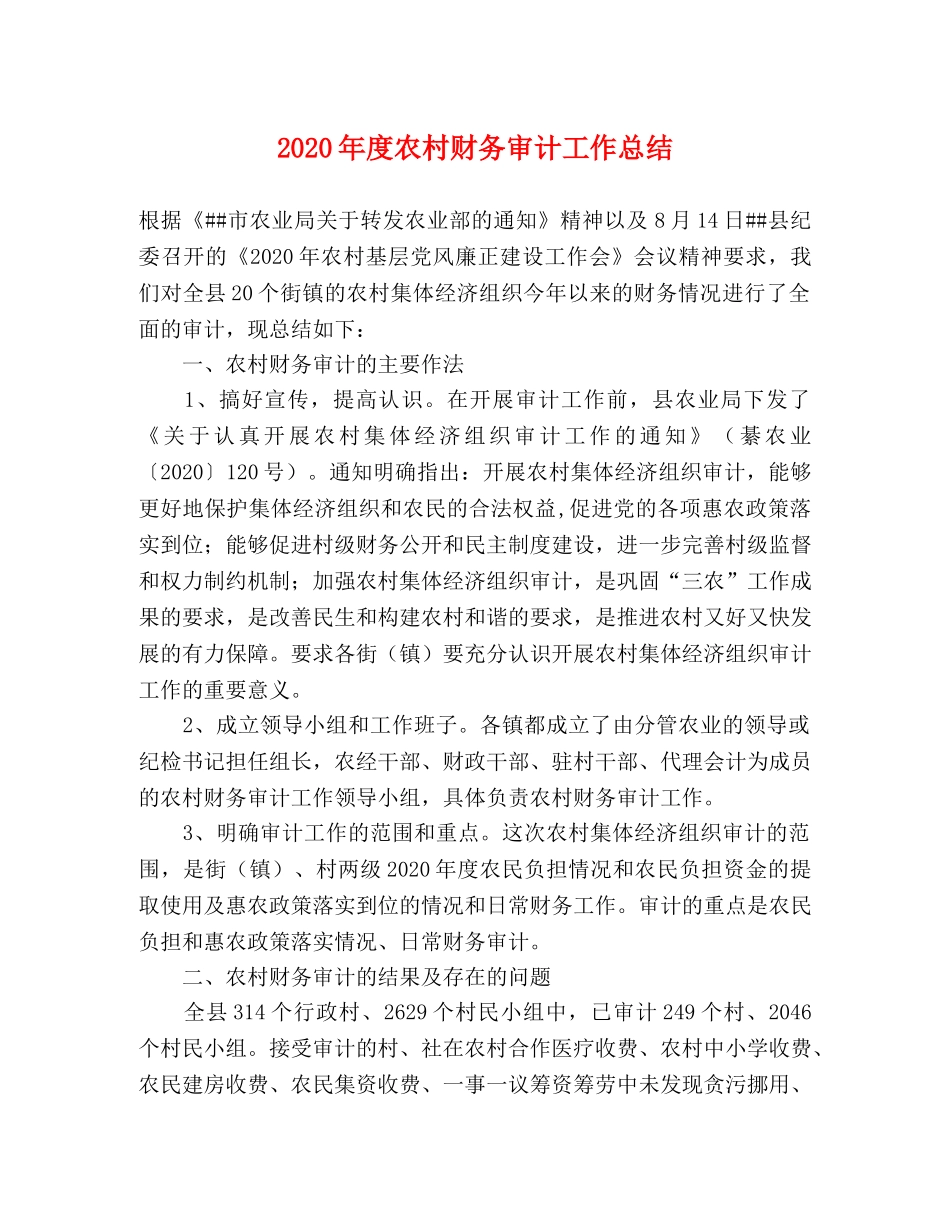 2020年度农村财务审计工作总结 _第1页