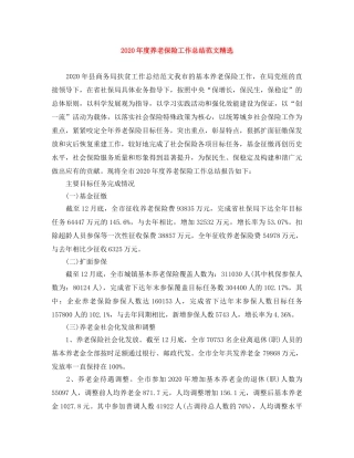 2020年度养老保险工作总结范文精选 
