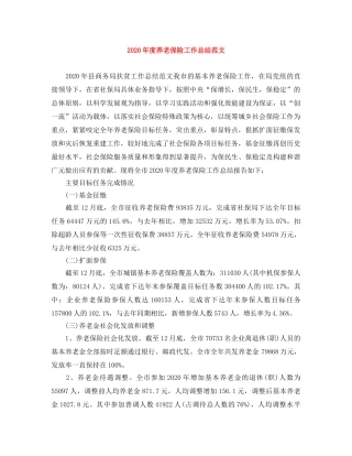 2020年度养老保险工作总结范文 