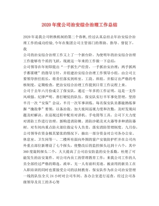 2020年度公司治安综合治理工作总结 