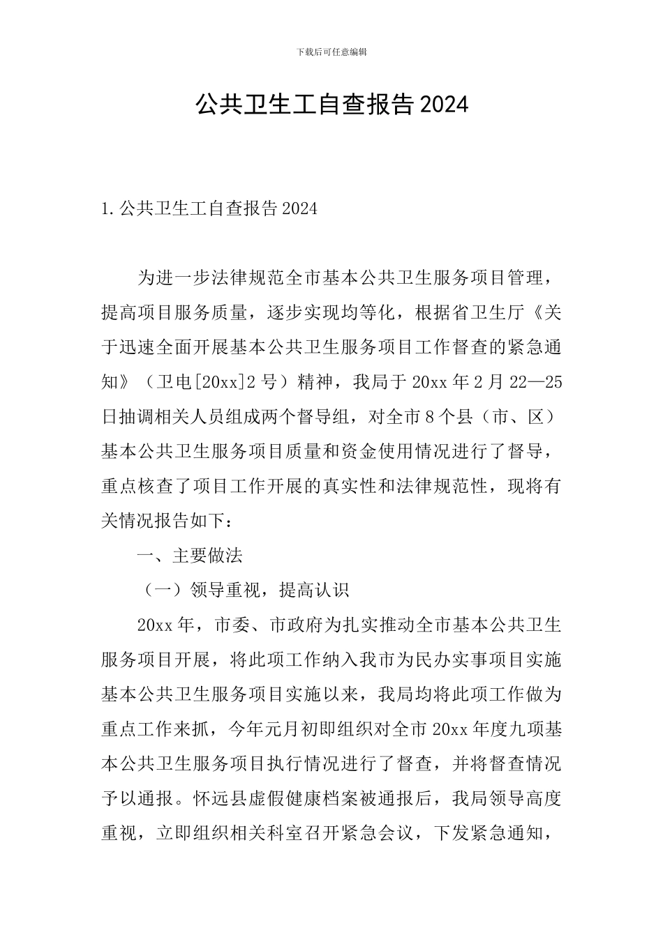 公共卫生工自查报告2024_第1页