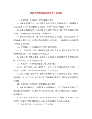 2020年度党委组织部工作计划报告 