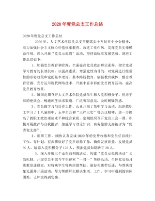2020年度党总支工作总结 