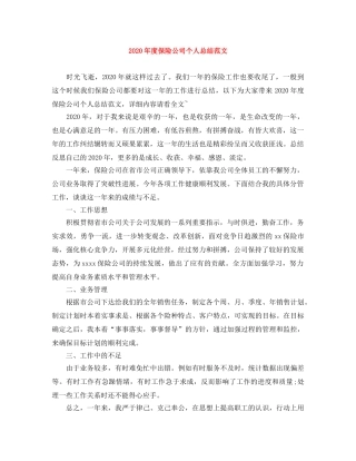 2020年度保险公司个人总结范文 