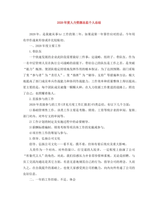 2020年度人力资源总监个人总结 