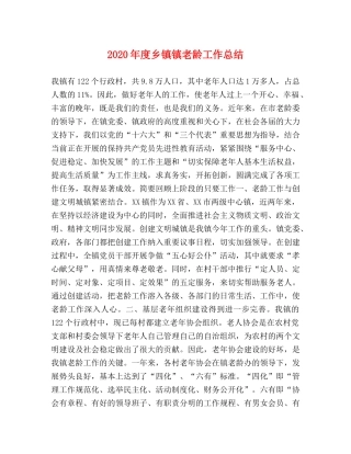 2020年度乡镇镇老龄工作总结 
