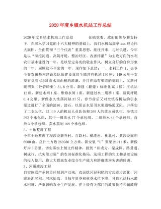 2020年度乡镇水机站工作总结 
