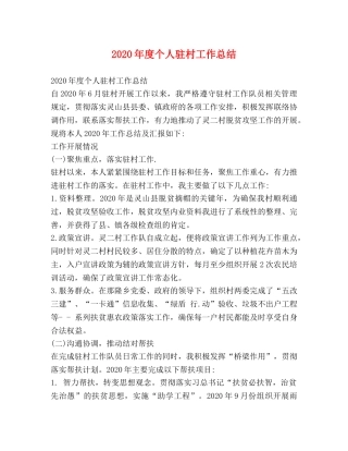 2020年度个人驻村工作总结 