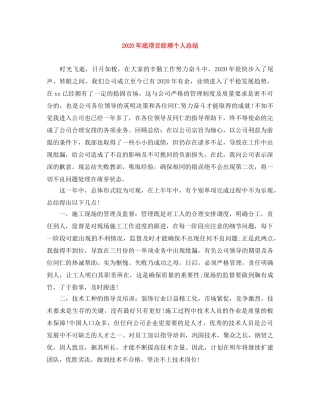 2020年底项目经理个人总结 