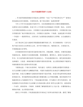 2020年底兼职导游个人总结 