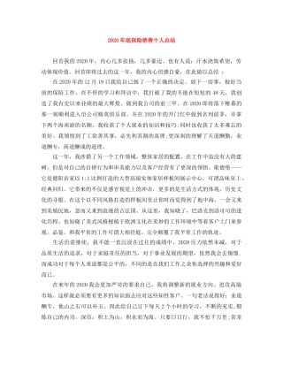 2020年底保险销售个人总结 