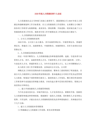 2020年底人力资源经理个人总结 