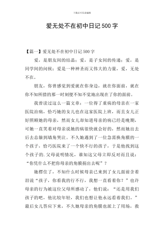 爱无处不在初中日记500字