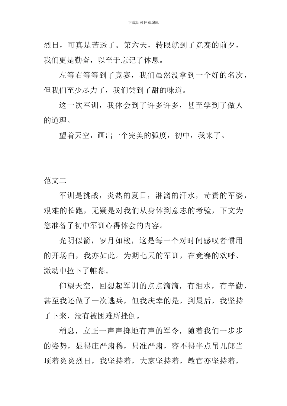 初中生军训心得体会500字范文6篇_第2页