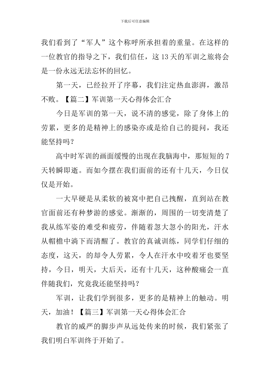 军训第一天心得体会汇集_第2页