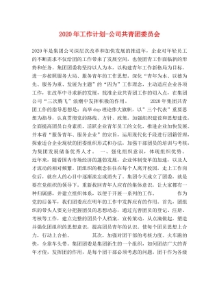 2020年工作计划-公司共青团委员会 
