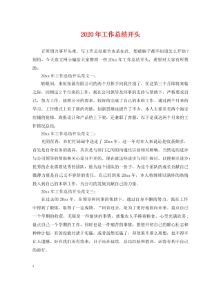 2020年工作总结开头 