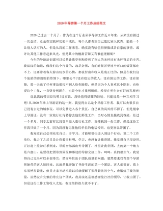 2020年导游第一个月工作总结范文 