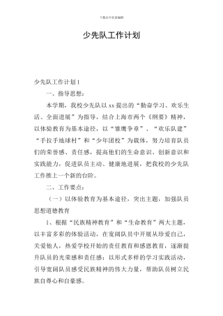 少先队工作计划