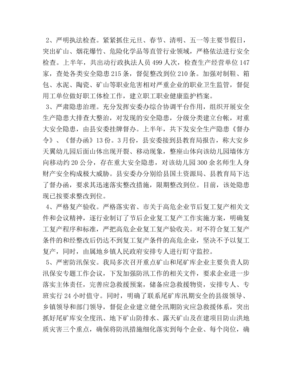 2020年安监局上半年工作总结 _第2页