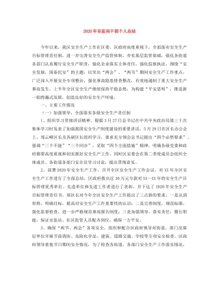 2020年安监局干部个人总结 