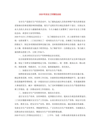 2020年安全工作情况总结 
