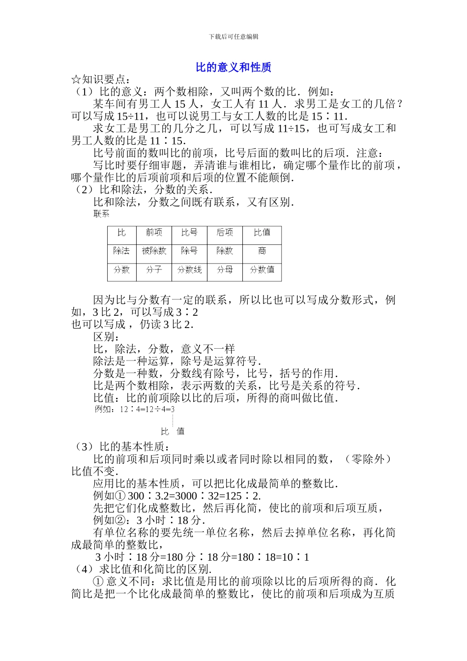 新课标六年级上册数学比的意义和基本性质例题_第1页