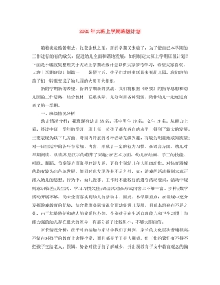 2020年大班上学期班级计划 