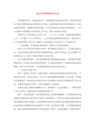 2020年大学财务部工作计划 