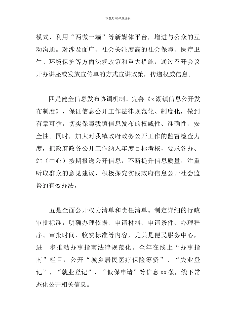 乡镇2024年政务公开工作总结范文_第3页