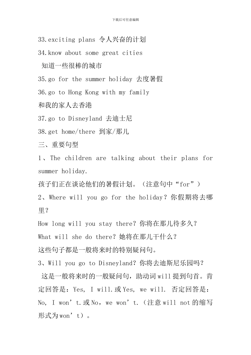 六年级英语下册Unit7重点词汇、句型、语法知识点整理_第3页