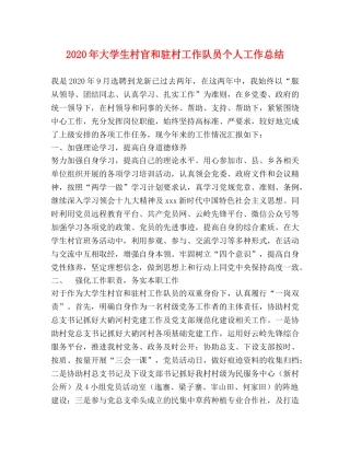 2020年大学生村官和驻村工作队员个人工作总结 