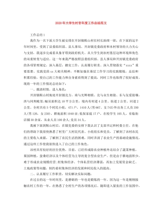 2020年大学生村官年度工作总结范文 