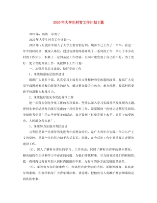 2020年大学生村官工作计划3篇 