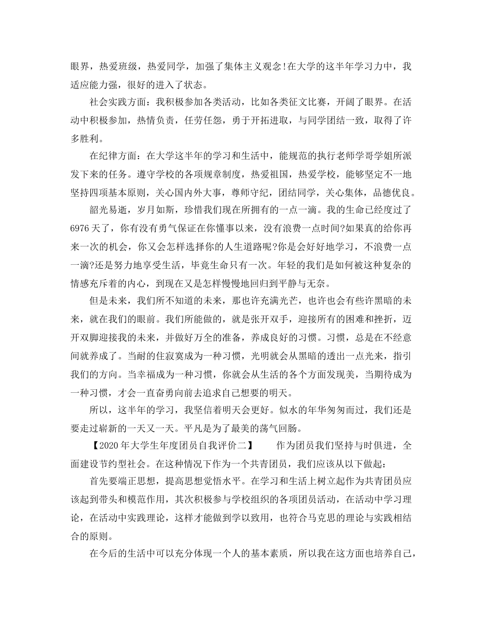 2020年大学生年度团员自我评价 _第2页