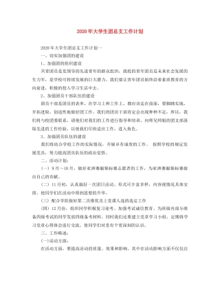 2020年大学生团总支工作计划 