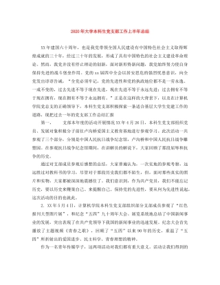 2020年大学本科生党支部工作上半年总结 