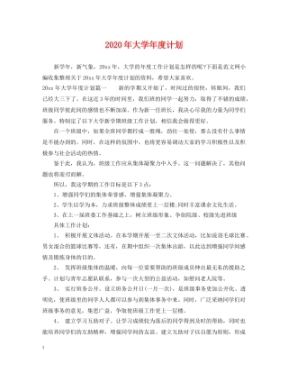 2020年大学年度计划 