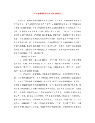 2020年城管年终个人工作总结范文 
