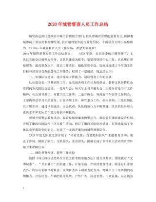 2020年城管督查人员工作总结 
