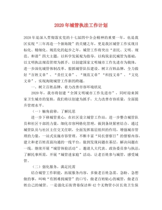 2020年城管执法工作计划 