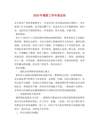 2020年城管工作年度总结 