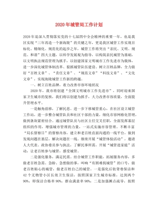 2020年城管局工作计划 