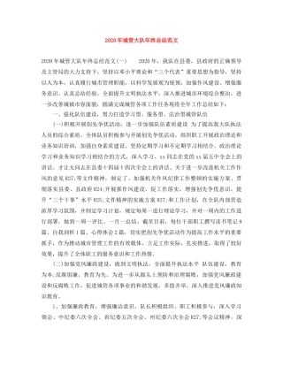 2020年城管大队年终总结范文 