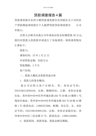 贷款调查报告4篇